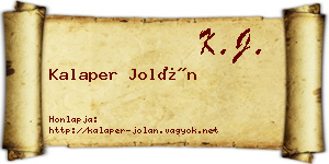 Kalaper Jolán névjegykártya